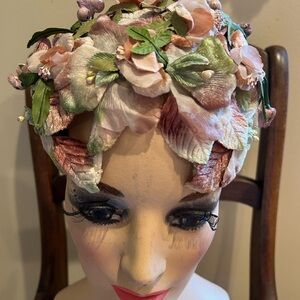 Vintage 1950’s -1960’s Brown And Green Half Hat